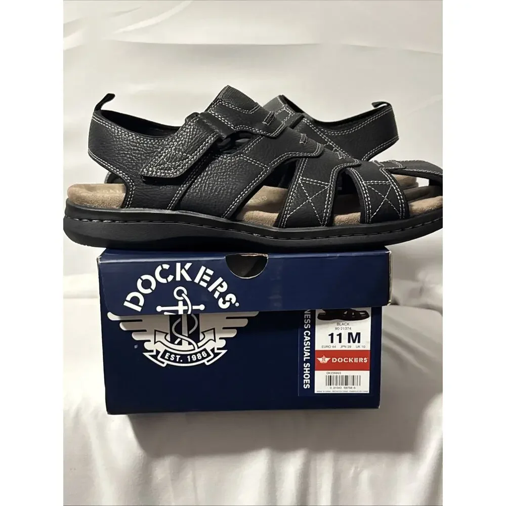 Men's Dockers SeaRose Black Memory Foam Fusion Footbed Fisherman Sandals Sz 11